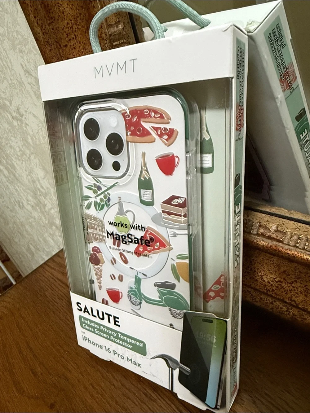 MVMT Salute iPhone 16 Pro Max Case - White with food items & other accents.